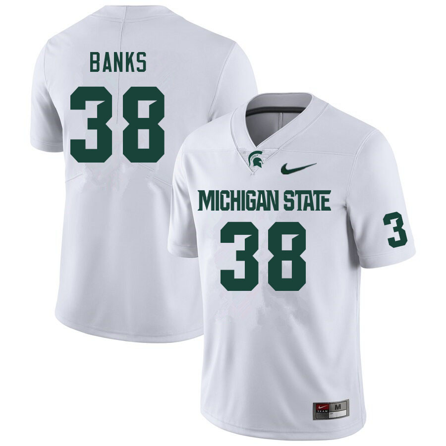 Men #38 Christian Banks Michigan State Spartans College Football Jerseys Sale-White